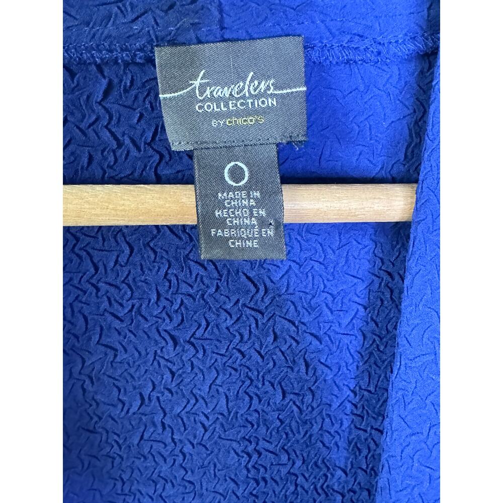 Travelers Collection by Chico's Navy Blue Crepe Hi Lo Cardigan Jacket Size 0 - Picture 4 of 5
